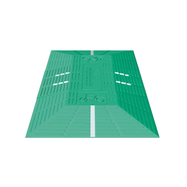 Tope Reductor Disuasorio especial para ciclovías, carriles de metrobus o contraflujo. Diseñado para proteger al peatón y al ciclista.