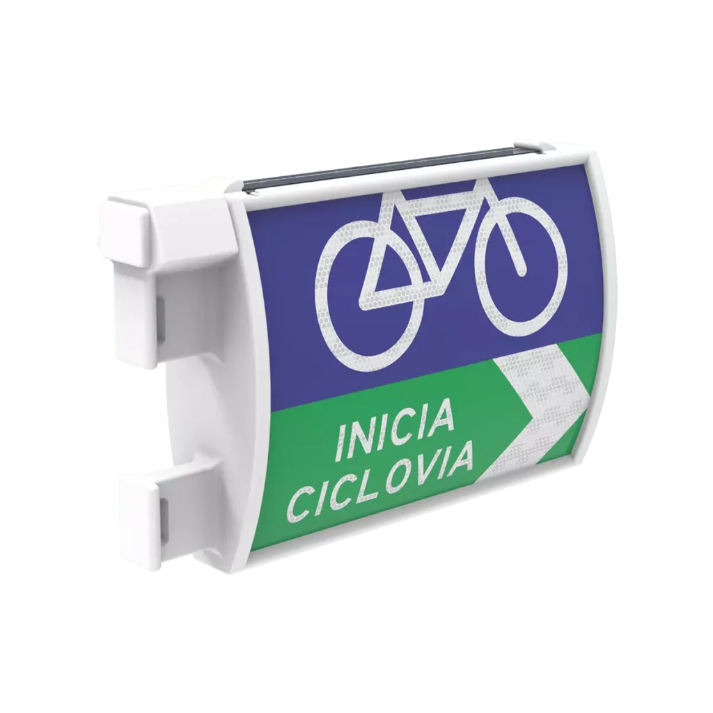 La nomenclatura para ciclopista es una señalización elegante y tecnológica para guiar a los ciclistas en su camino. Cuenta con tecnología GPS.